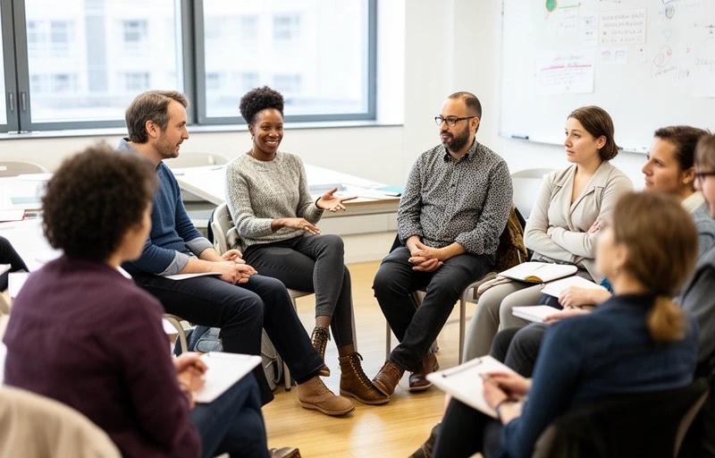 Gruppe von Erwachsenen in einer Kursdiskussion